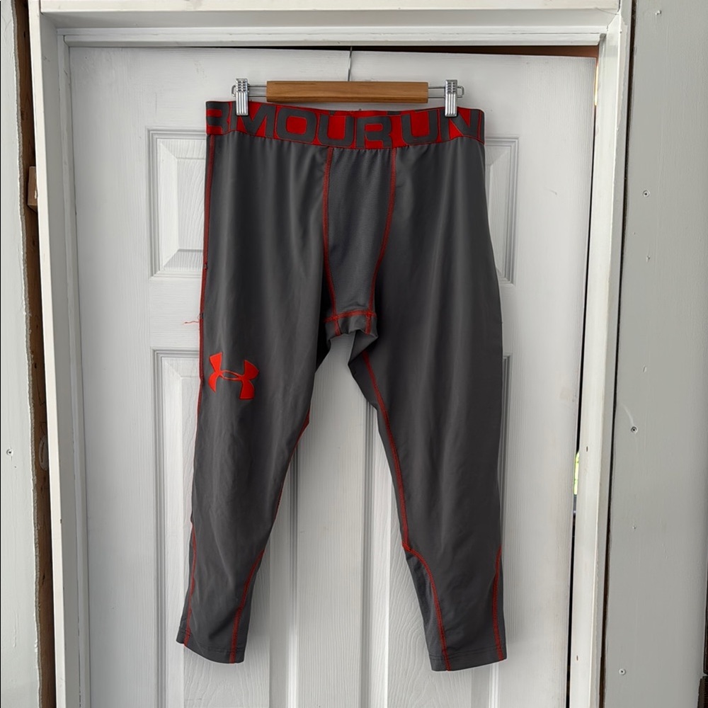 Under Armour Charcoal and Orange Performance Compression Leggings